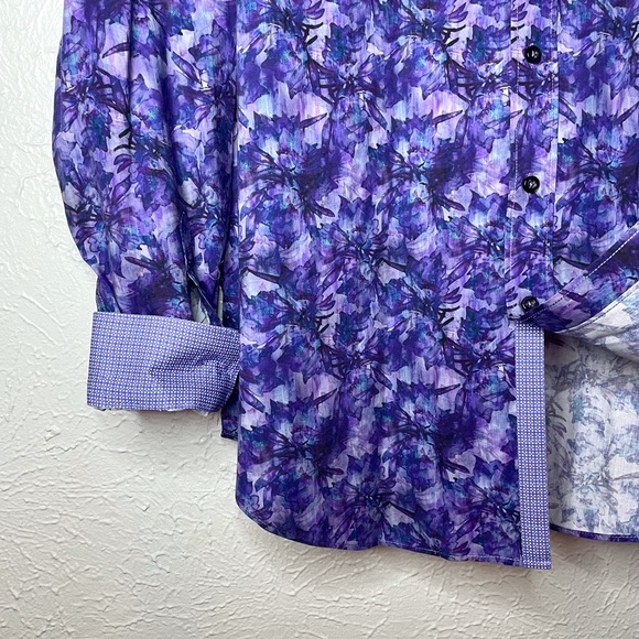 TALLIA Men’s Indigo Floral Print Button Down - Picture 5 of 5